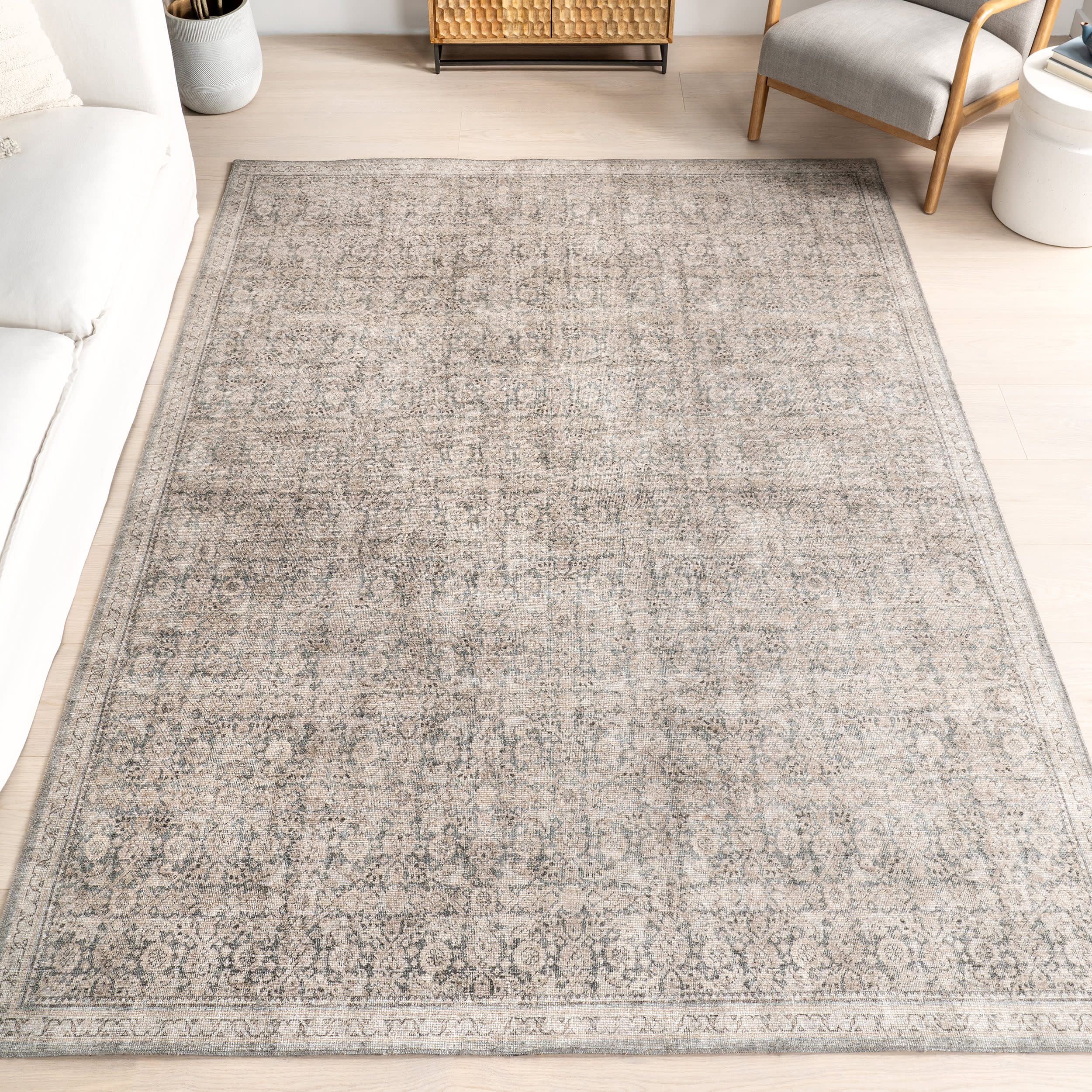 Morristown Antiqued Jute-Blend Rug | Grey