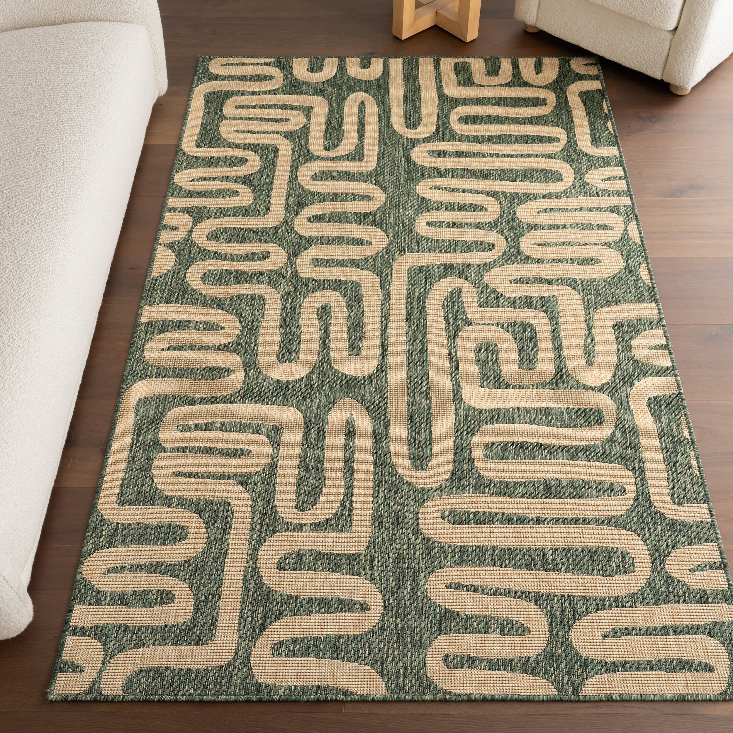 Elowyn Abstract Maze Indoor/Outdoor Rug | Green