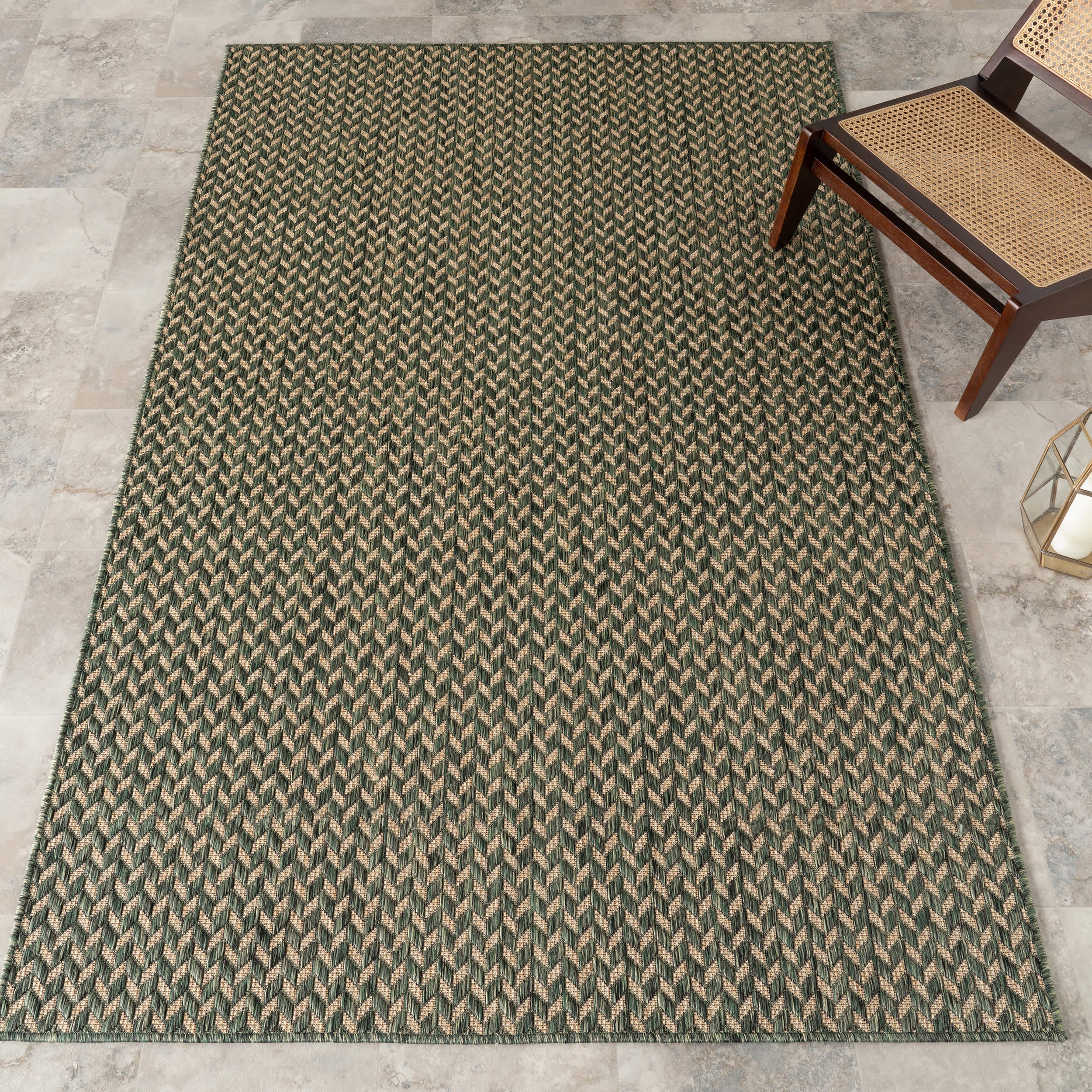 Taraji Herringbone Indoor/Outdoor Rug | Green