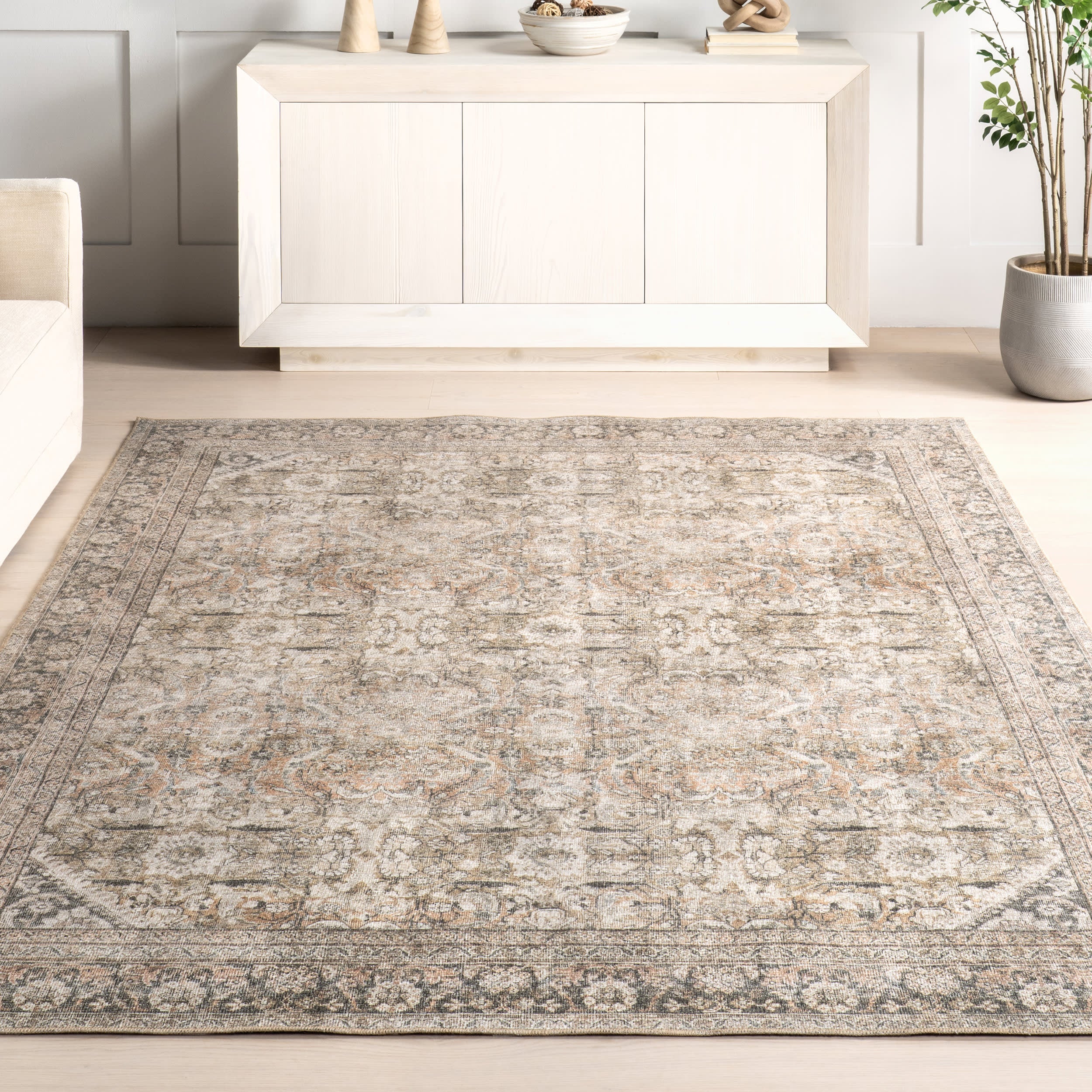 Frenchtown Antiqued Jute-Blend Rug | Dark Beige