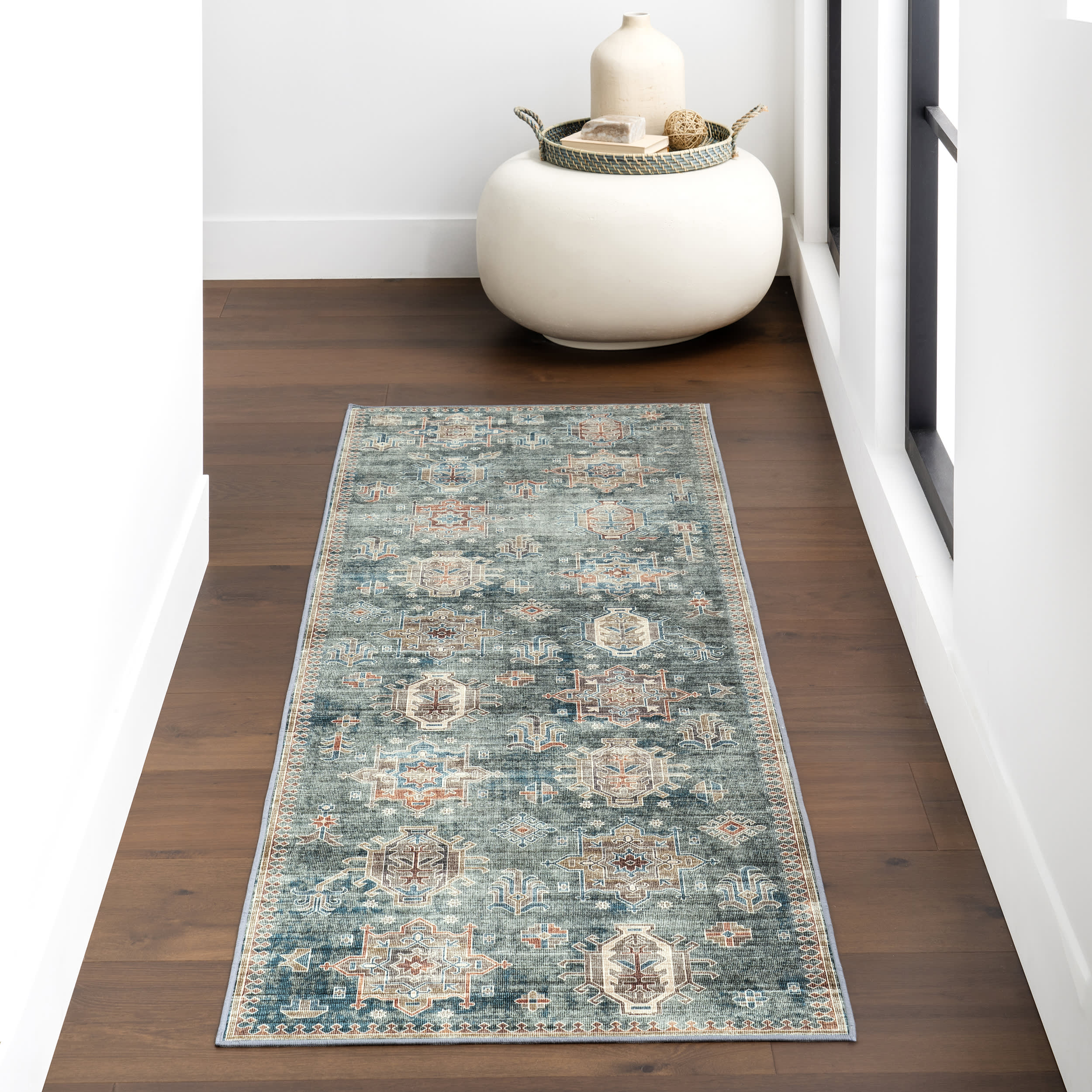 Araya Spill Proof Washable Rug | Green