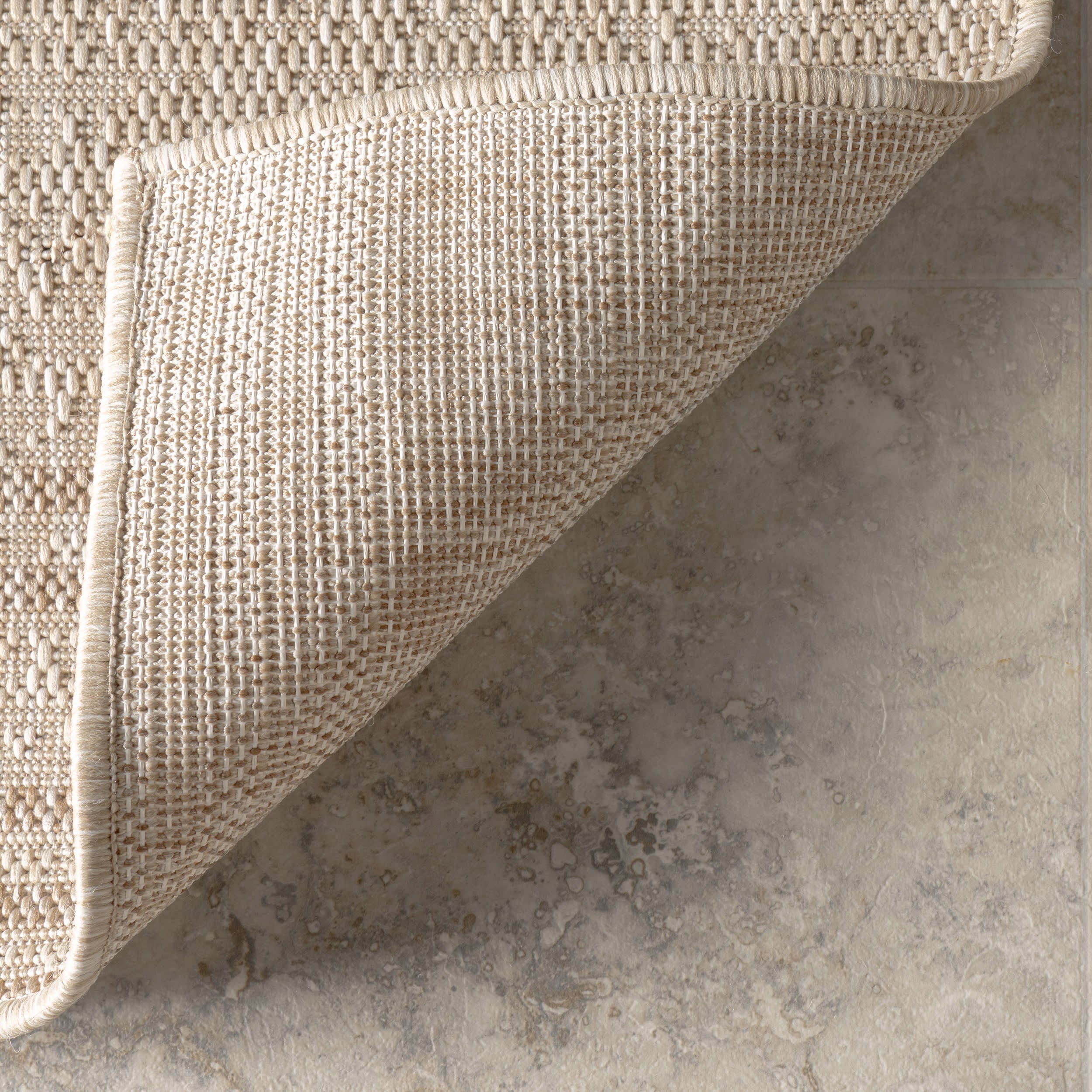 Anaya Perpendicular Lines Indoor/Outdoor Rug | Light Beige