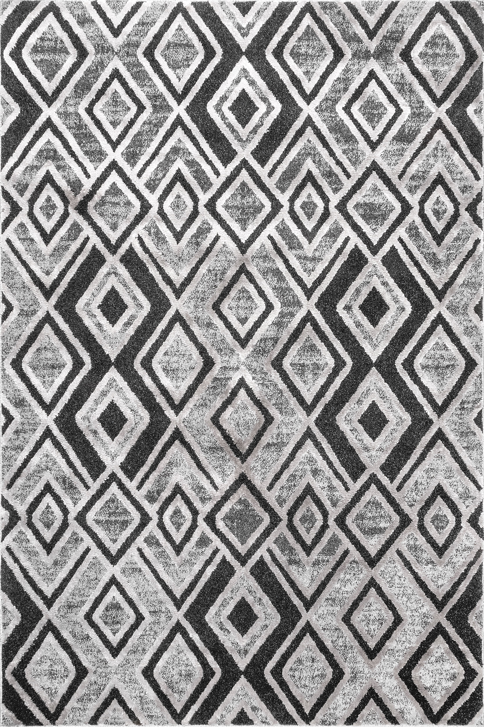 Bold Diamond Lattice Rug | Grey