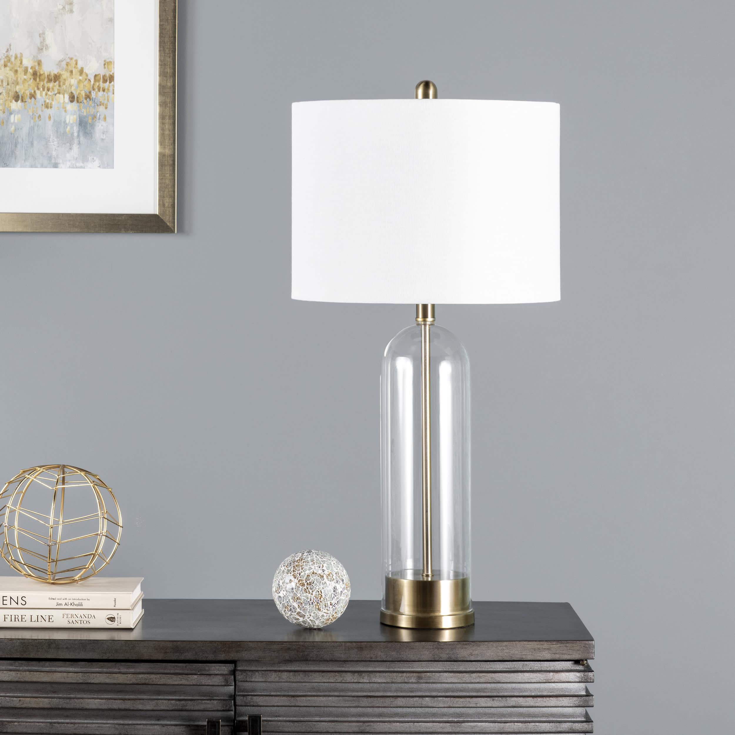 28-inch Tubular Glass Table Lamp | Gold