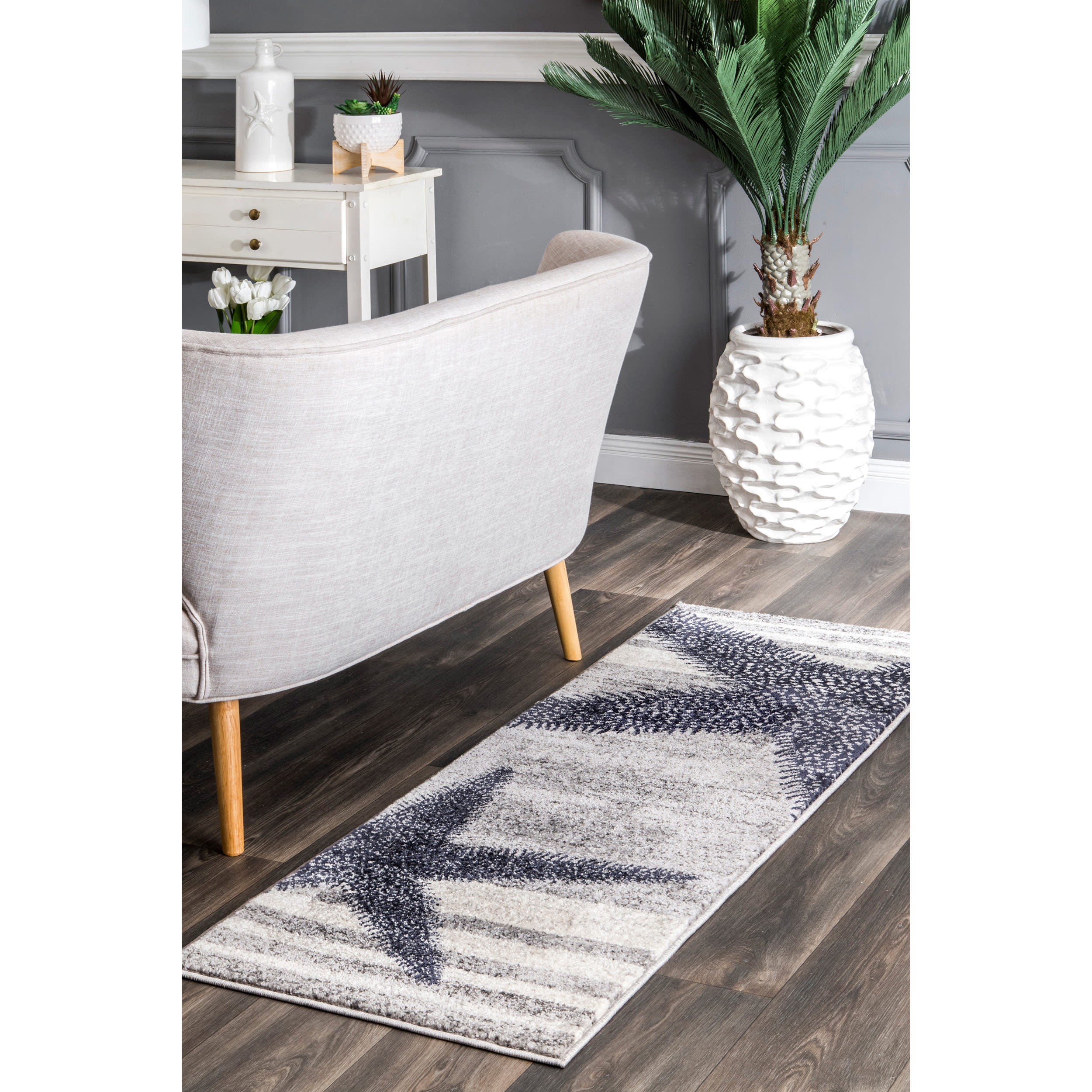 Iliana Striped Starfish Rug | Grey