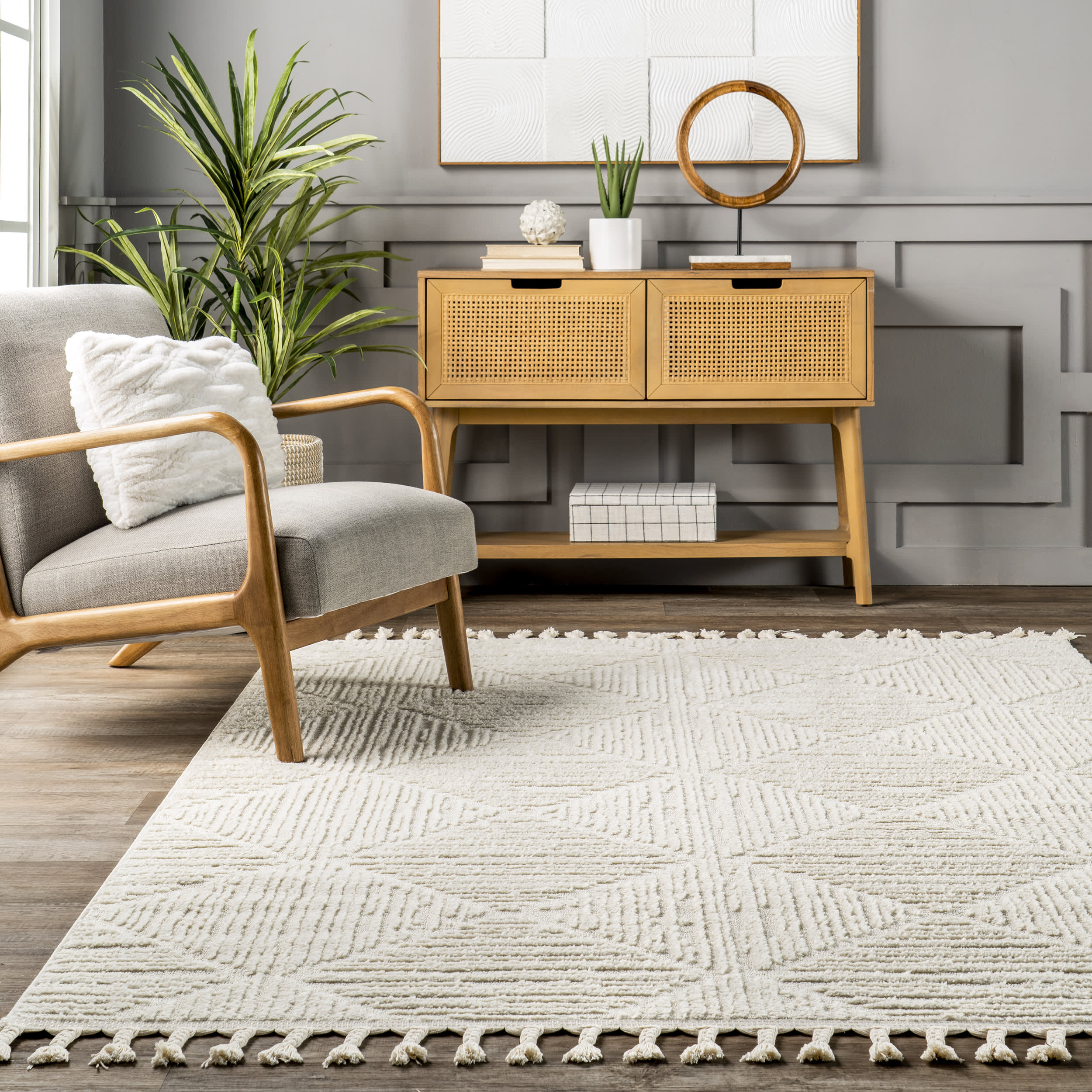 Shafali Tiled Trellis Rug | Cream