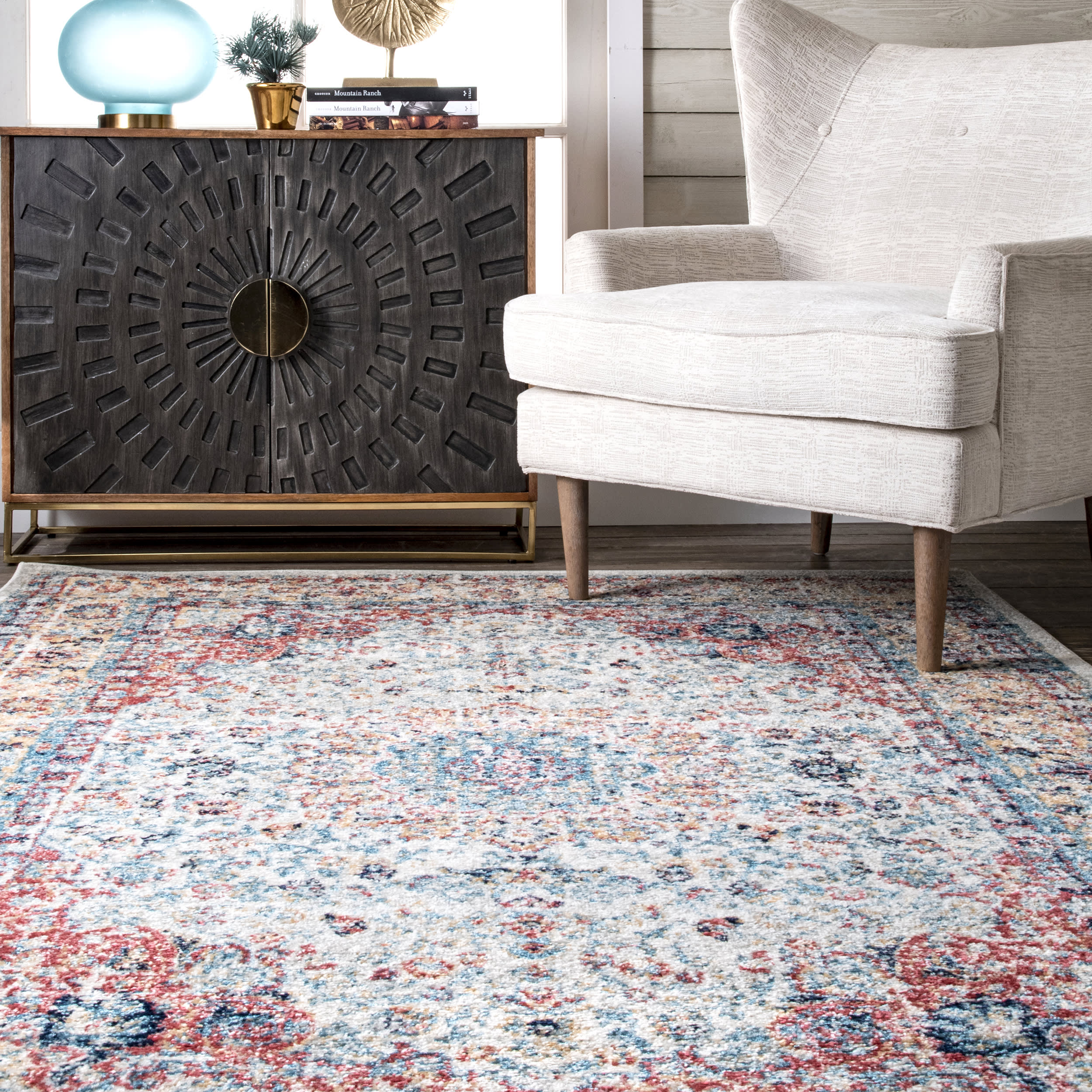 Distressed Persian Rug | Gold