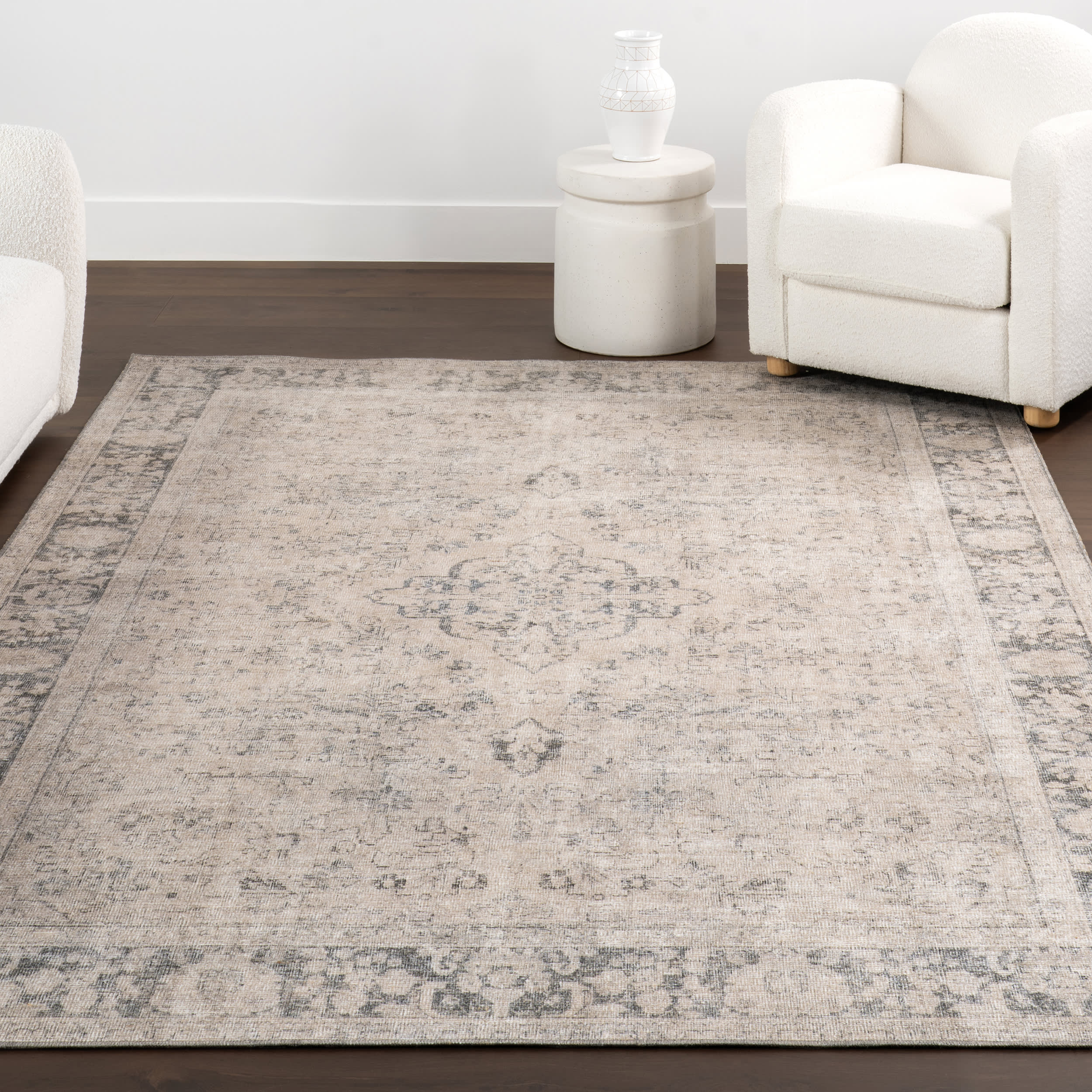 Montclair Antiqued Jute-Blend Rug | Grey