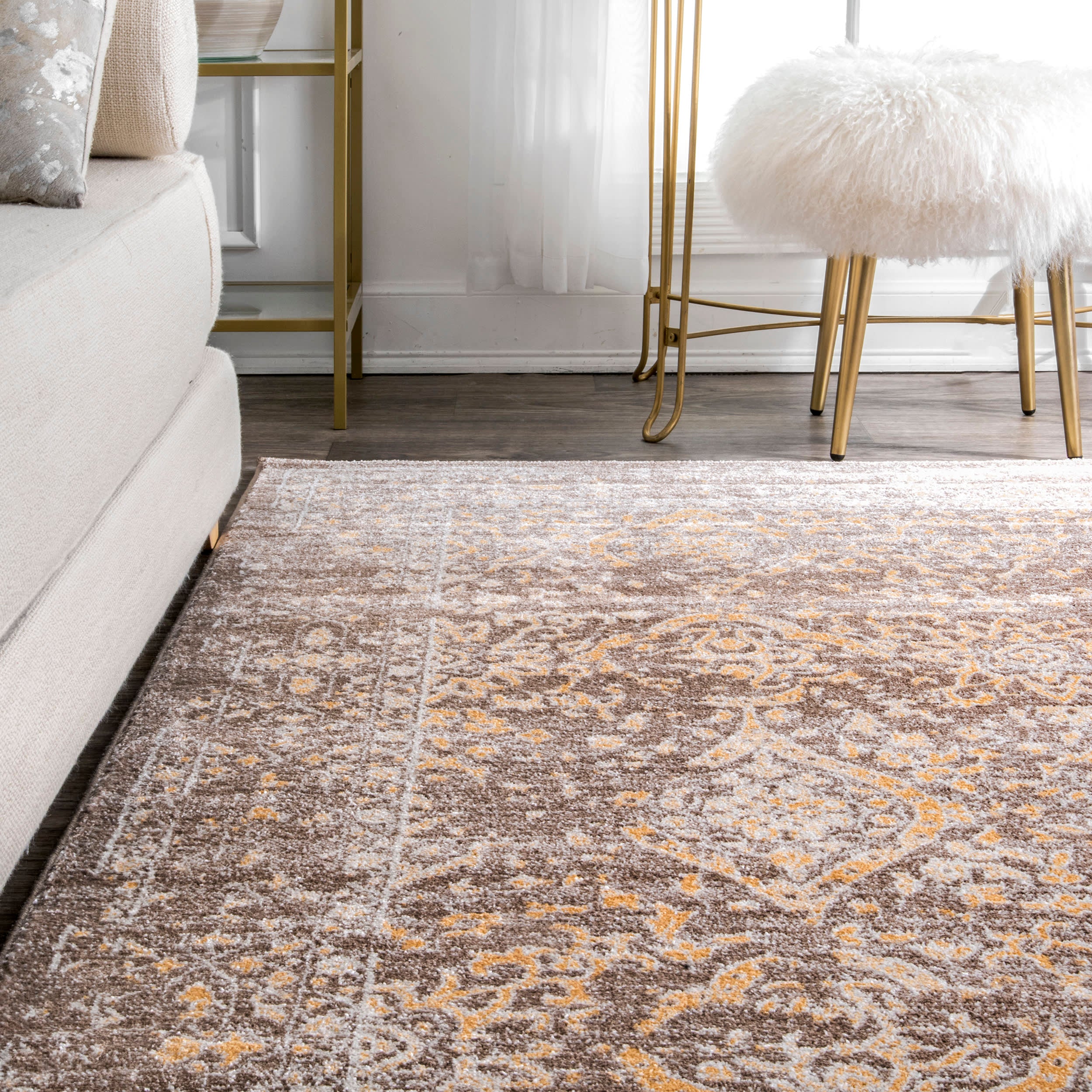 Floral Ornament Rug | Brown