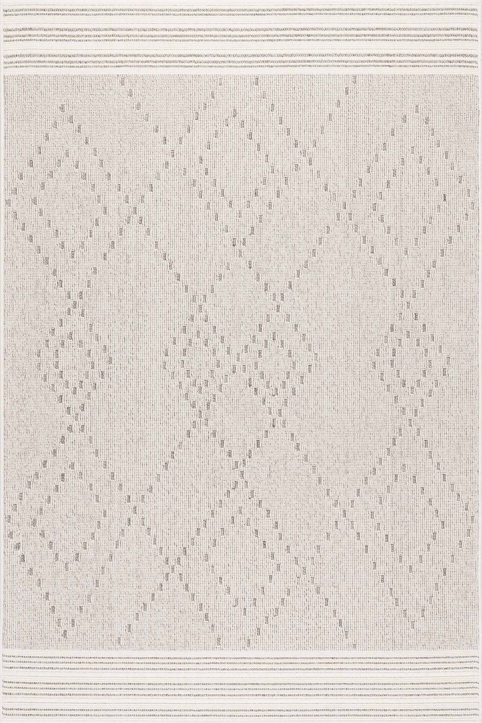 Ellianna Striped Trellis Indoor/Outdoor Rug | Light Grey