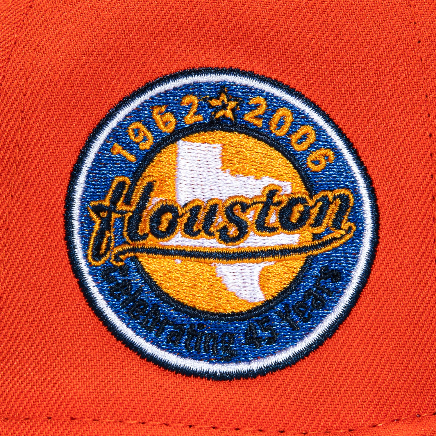 New Era 59Fifty Houston Astros 45 Years Patch Word Hat - Orange, Navy