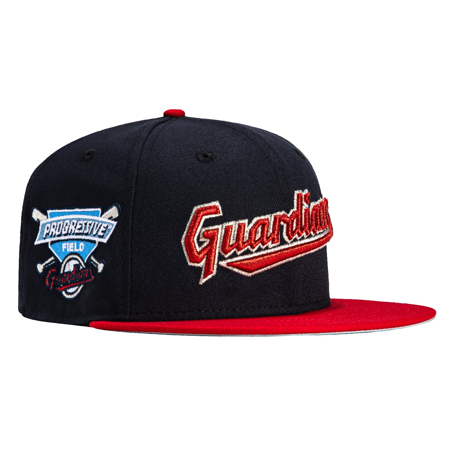 New Era 59Fifty Cleveland Guardians Progressive Field Patch Script Hat - Navy, Red