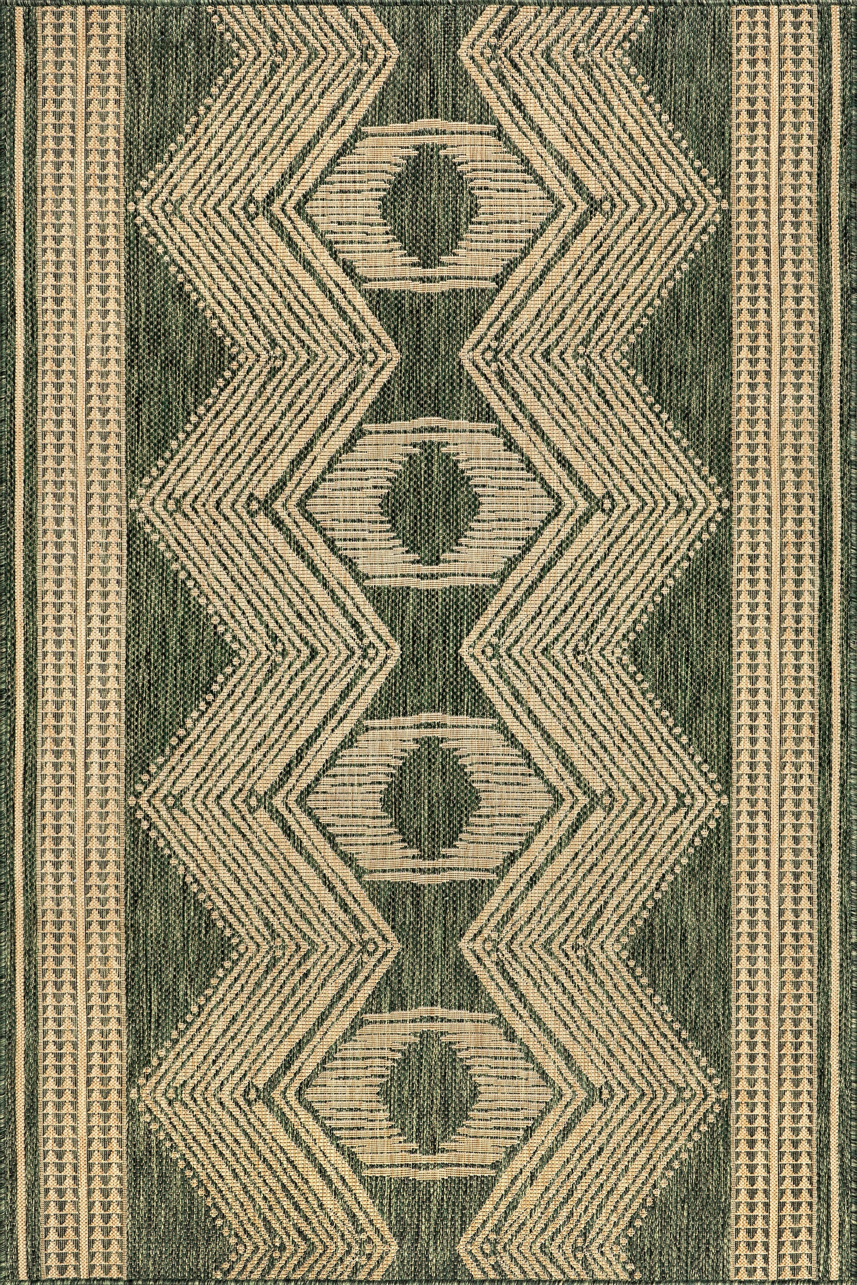 Iris Totem Indoor/Outdoor Flatweave Rug | Green