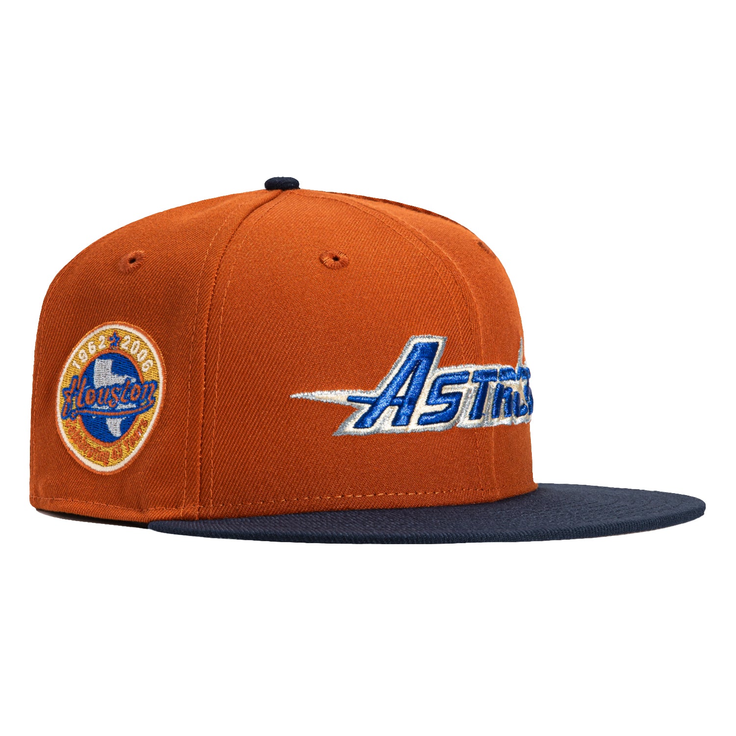 New Era 59Fifty Houston Astros 45 Years Patch Hat - Burnt Orange, Navy