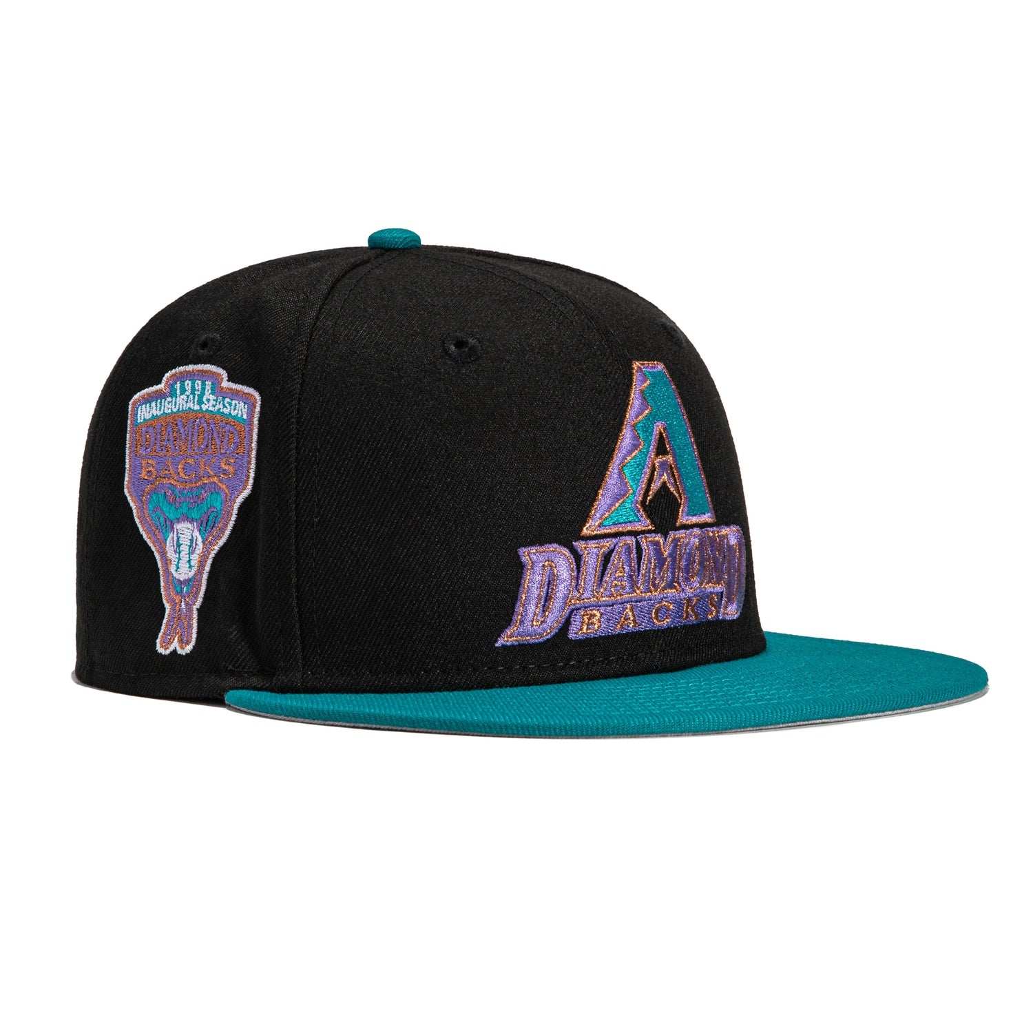 New Era 59Fifty Arizona Diamondbacks Inaugural Patch Word Hat - Black, Teal