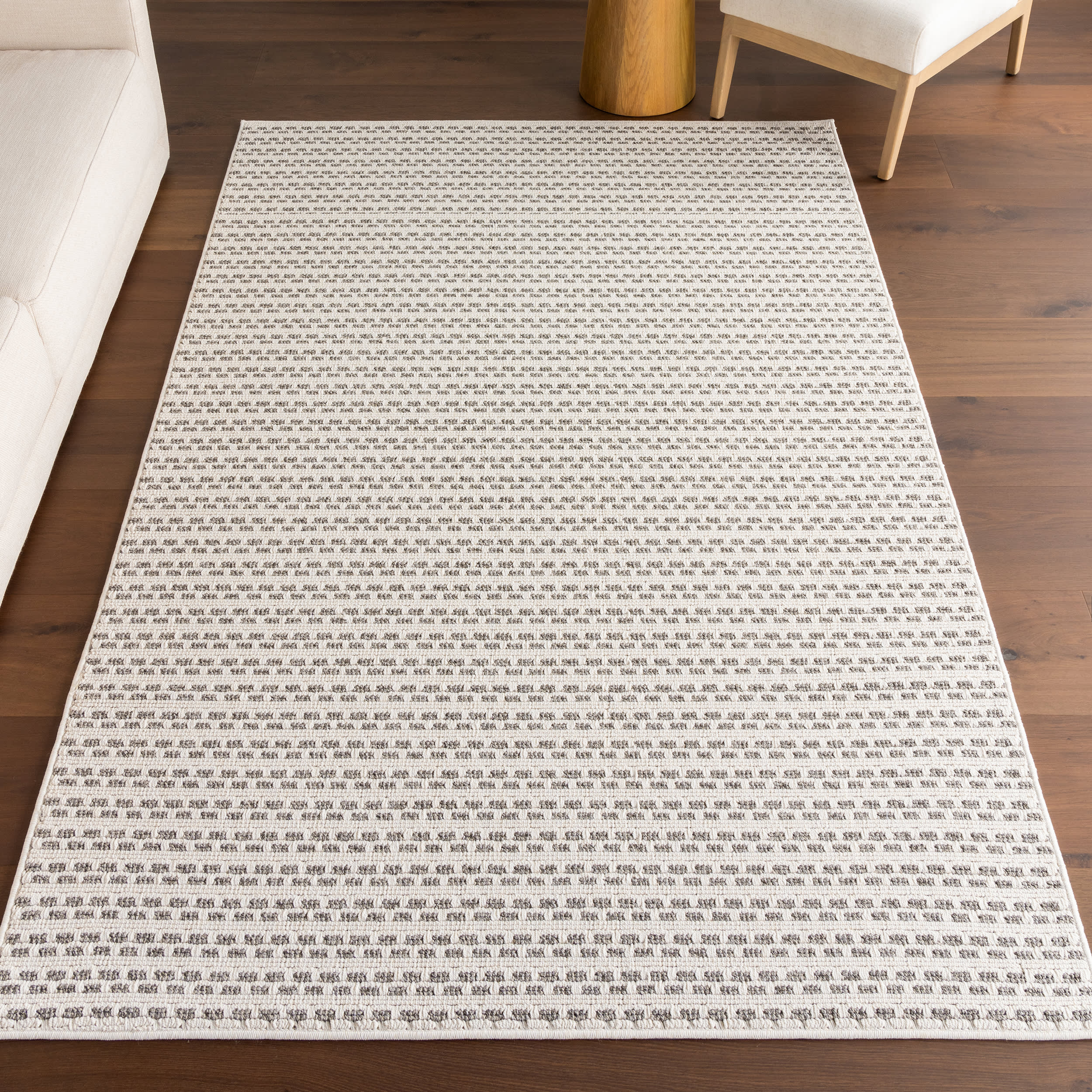 Lilian Textured Squares Indoor/Outdoor Rug | Cream