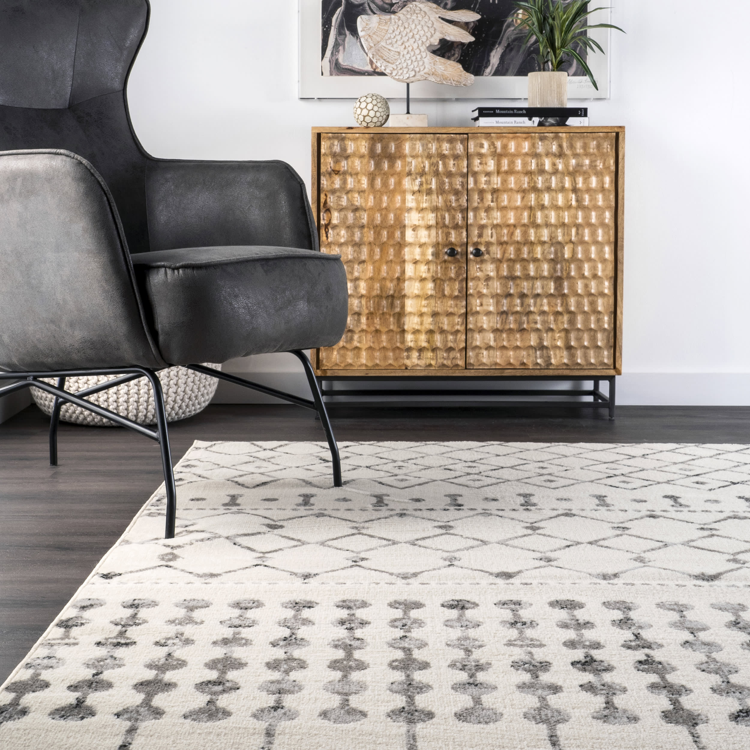 Kendyll Modern Trellis Rug | Grey