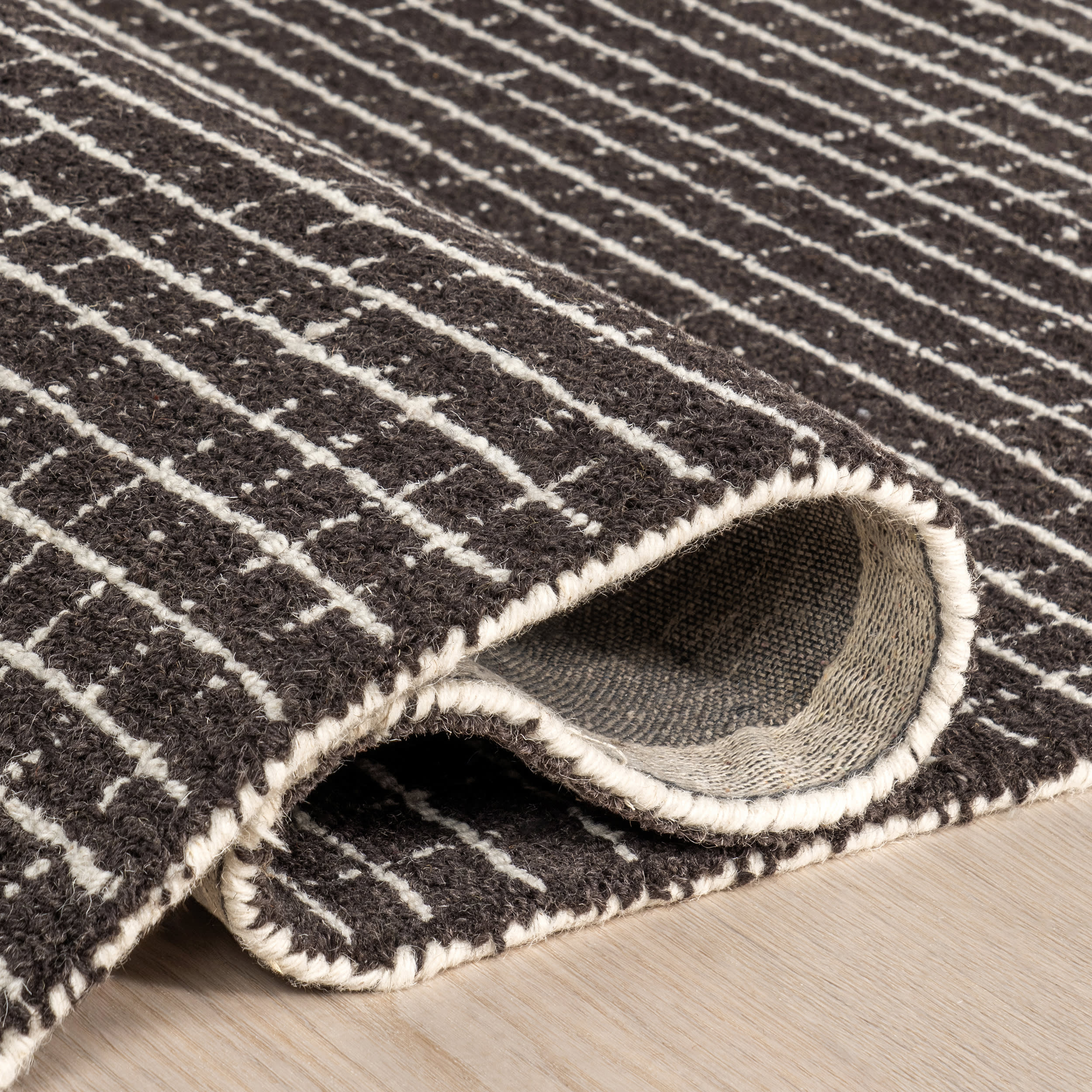 Melrose Checked Rug | Charcoal