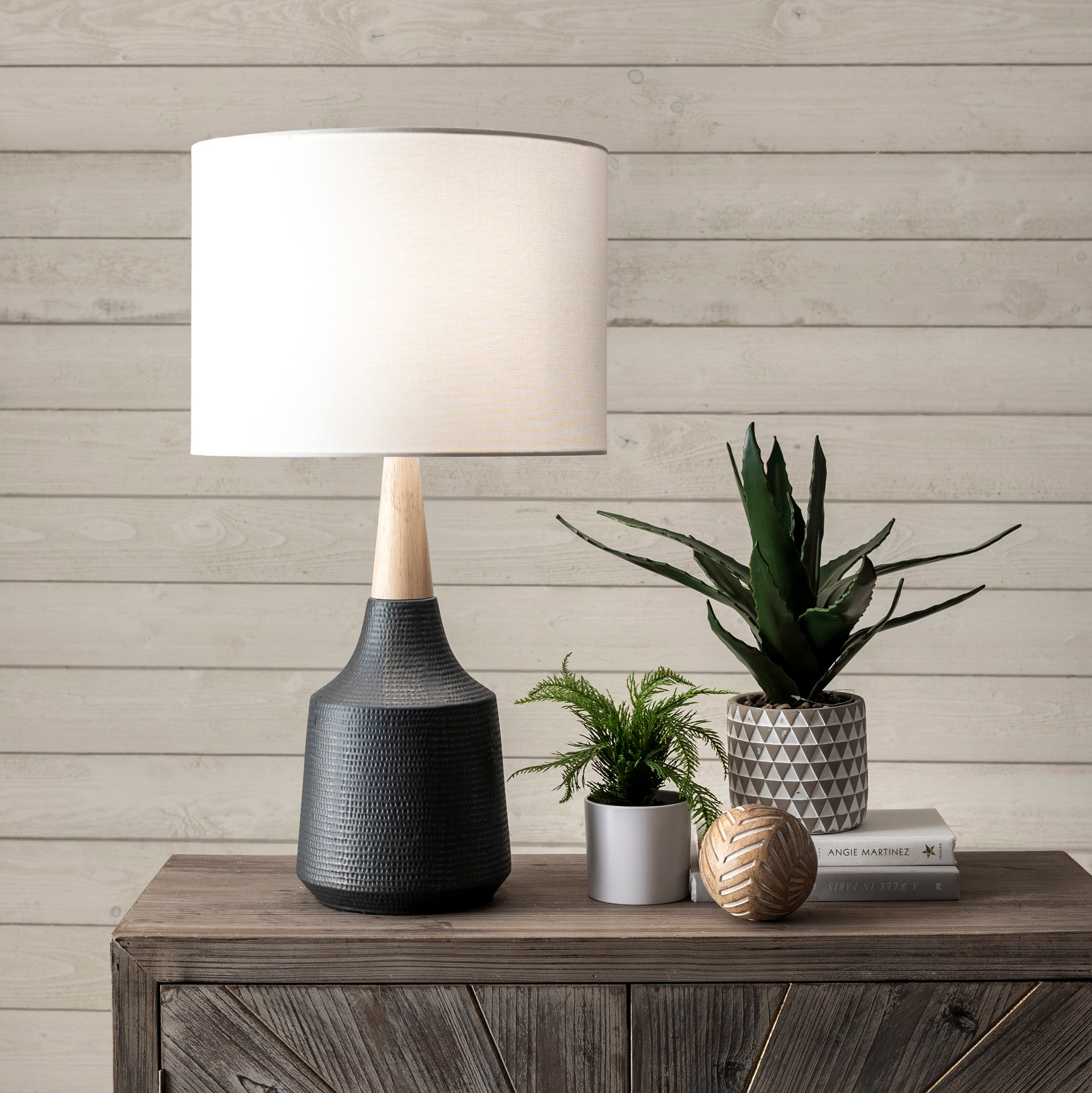 28-inch Jenna Ceramic Table Lamp | Black