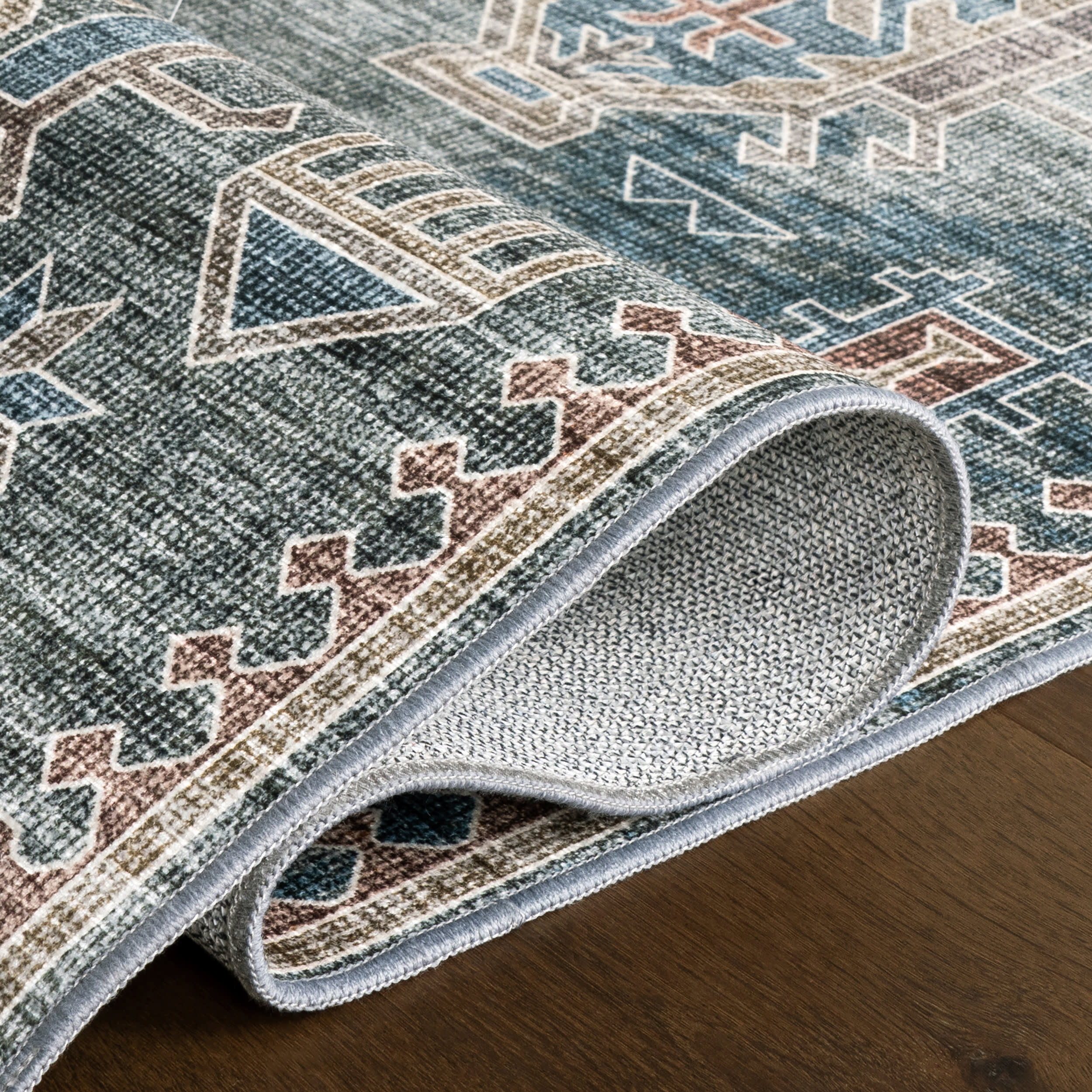 Araya Spill Proof Washable Rug | Green