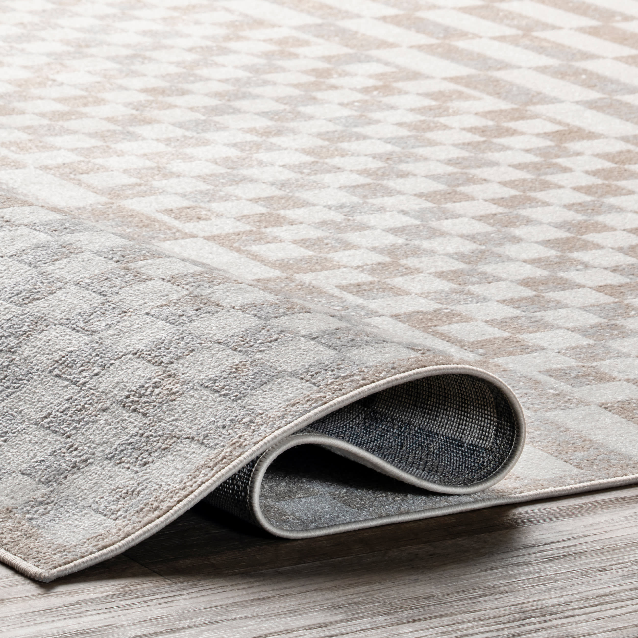 Kallie Washable Tiled Rug | Beige