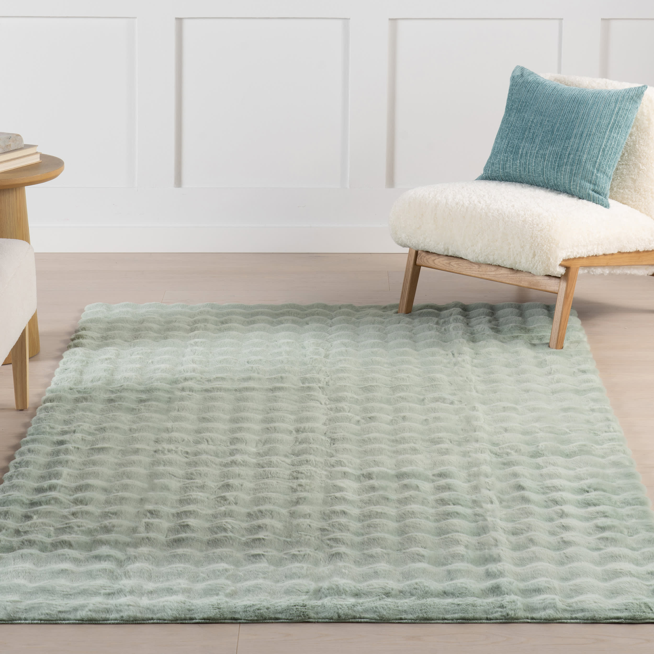 Ivana Checkered Plush Cloud Washable Rug | Green