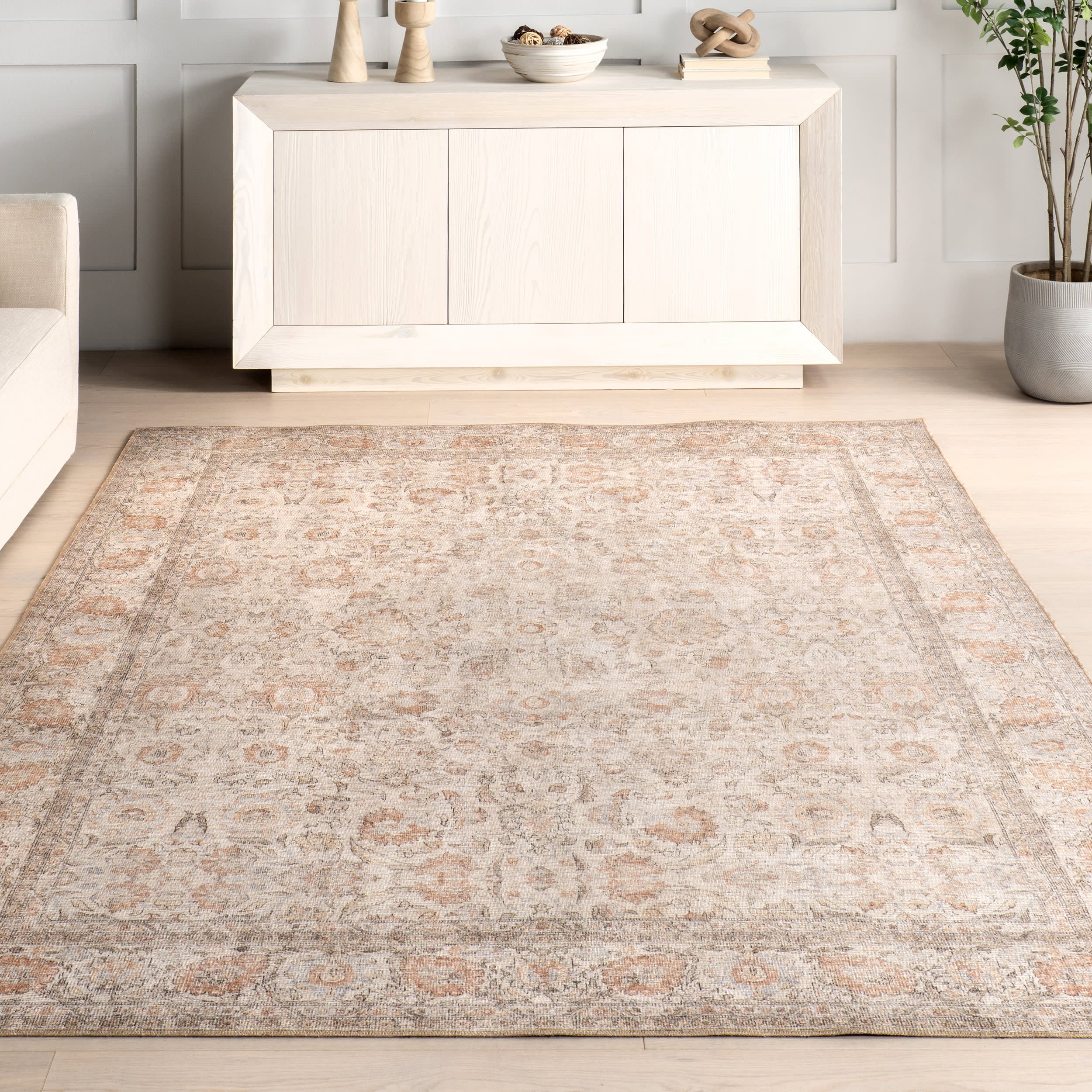 Clinton Antiqued Jute-Blend Rug | Light Brown