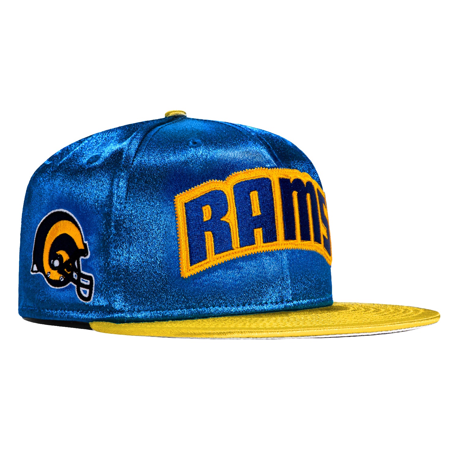 New Era 59Fifty Satin Stitch Los Angeles Rams Logo Patch Word Hat - Royal, Gold