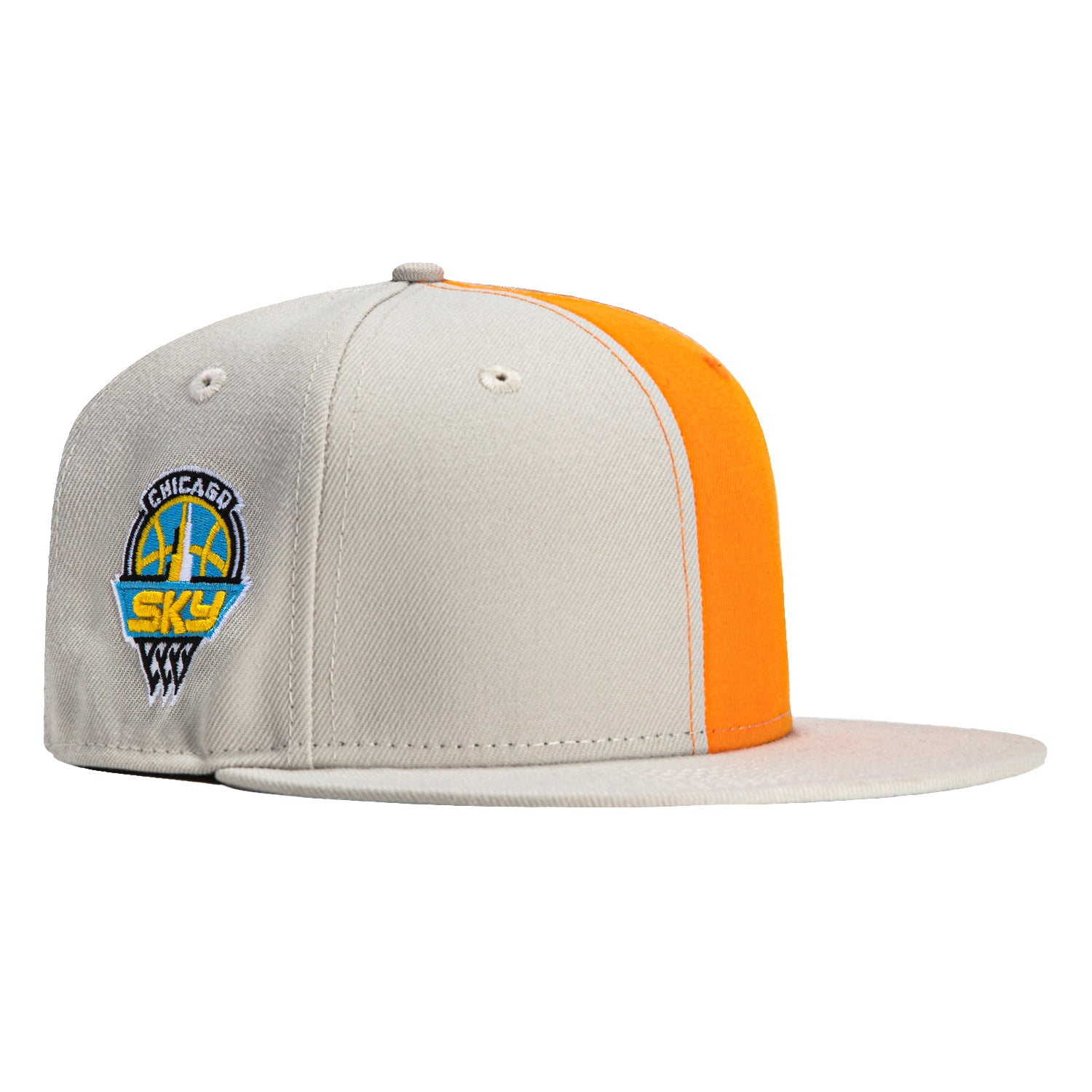 New Era 59Fifty Flawless Chicago Sky Logo Patch WNBA Logo Hat - Stone, Light Orange