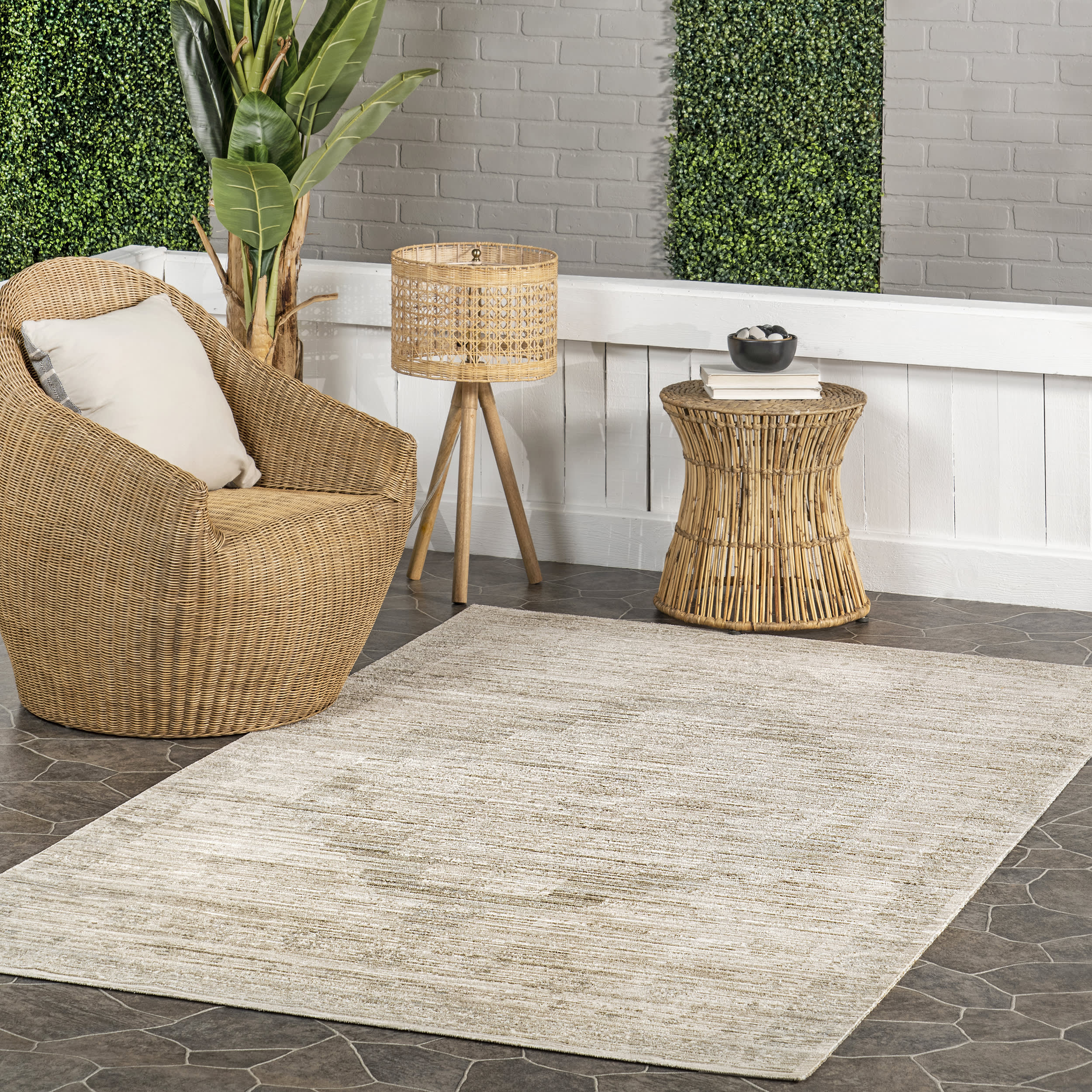 Anzlie Faded Washable Indoor/Outdoor Rug | Beige